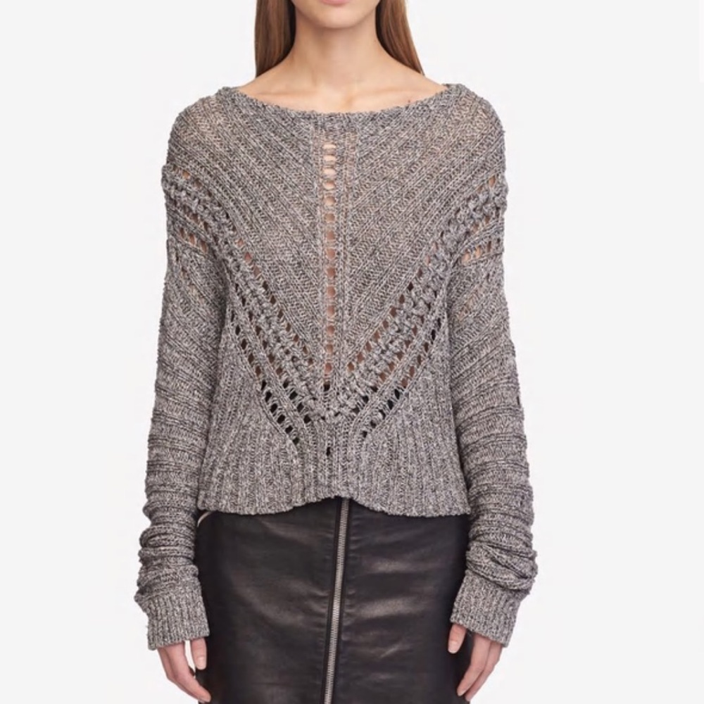 Rag & Bone Roman Pullover Sweater Long Sleeve Grey